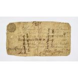 One Guinea Bank Note, issued @ Birmingham Bank, 20th June 1802, note containing cashier's