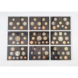 United Kingdom Proof Sets from the Royal Mint, with the following years in blue folders, 1989, 1990,
