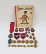 WWII German Eastern Front medal, miniature WWII Defence War medals, Military badges and buttons