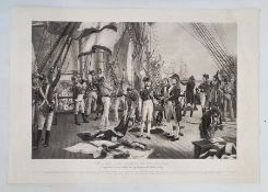 Black and white engraving after painting by Thomas Davidson "Nelson's Last Signal at Trafalgar",