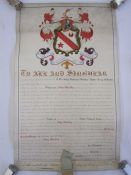 Vellum scroll relating to the Ulster King of Arms and Heraldry, dated 1854, with ribbons and seals
