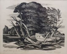 George Mackley Woodcut "Dead trees by the river", 18/75, signed and titled in pencil 'George