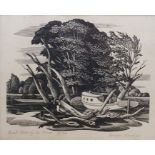 George Mackley Woodcut "Dead trees by the river", 18/75, signed and titled in pencil 'George