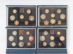 United Kingdom Proof Sets from the Royal Mint, with the following years in blue folders, 1983, 1984,