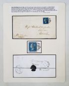 GB: Twopenny Blue Plate 2 'C-A', fine, with 4 margins touched in a couple of places cancelled and