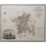 C & I Greenwood - engraved by J & L Walker, Framed map of Worcestershire Approx. 56cm x 72cm to