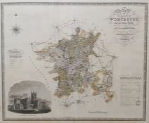 C & I Greenwood - engraved by J & L Walker, Framed map of Worcestershire Approx. 56cm x 72cm to