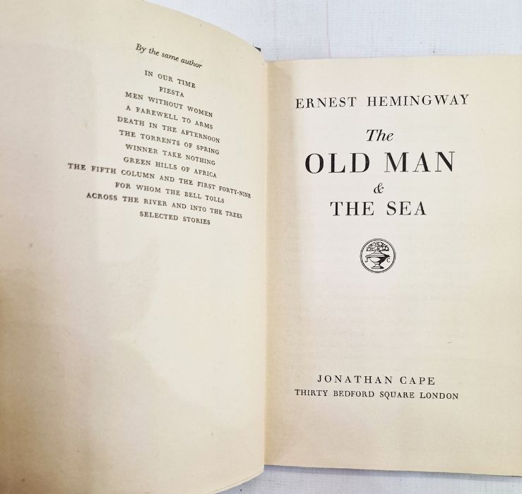 Hemingway, Ernest  "The Old Man and the Sea", Jonathan Cape 1952, blue cloth with a red blindstamped - Image 10 of 12