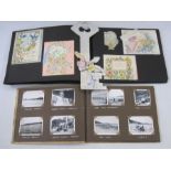 Album of 21st birthday cards, circa 1950, 1950's photographs to include Cornwall, Stratford,