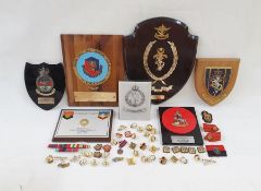 Collection of Military plaques awarded to Major General Allan McGill together with a bag of military