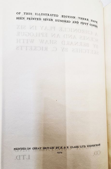 Shaw, Bernard and Ricketts, C (ills) "St Joan, a Chronicle Play in Six Scenes and an Epilogue", - Image 4 of 18