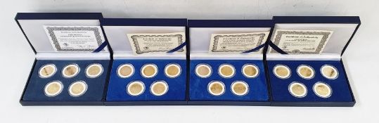 Four Boxes of US States Quarter Dollars, gold-plated containing 20 quarters in total