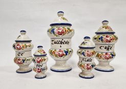 Five modern Italian maiolica albarelli, (5)