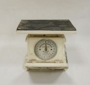 Jaraso vintage personal cast iron weighing scales with fall-flap hinged mirror c. 1910