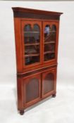 Late 19th/early 20th century mahogany and banded corner display cabinet with two glazed doors
