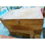 Large teak rectangular chest and two further chests (3)