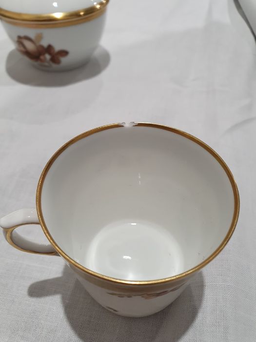 Royal Copenhagen porcelain part coffee set, brown rose pattern, to include coffee pot, covered sugar - Image 6 of 7