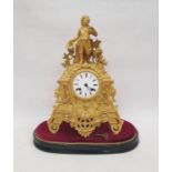 Mid 19th century ornate ormolu French mantel clock, the enamel dial with Roman numerals marked '