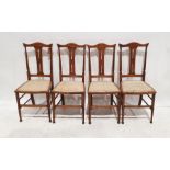 Four Edwardian inlaid chairs with upholstered seats (4)