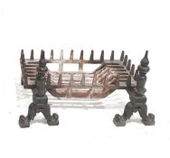 Modern cast iron pair of fire dogs and grate (3)