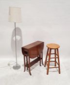 20th century mahogany Sutherland table, modern pine stool and modern steel standard lamp