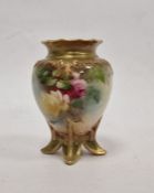 Royal Worcester porcelain James Hadley vase with frilled everted rim, the shouldered tapering body