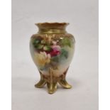 Royal Worcester porcelain James Hadley vase with frilled everted rim, the shouldered tapering body