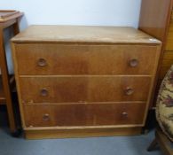 Meredew chest of three long drawers on plinth base 66cm x 76cm x 46cm