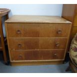 Meredew chest of three long drawers on plinth base 66cm x 76cm x 46cm