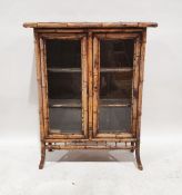 Victorian bamboo and glazed cabinet, the laquerwork top over bamboo framed body with two glazed