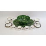 20th century Italian Majolica vine leaf pattern serving bowl and platter together with an Aynsley "