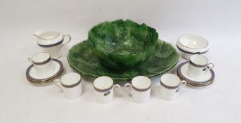 20th century Italian Majolica vine leaf pattern serving bowl and platter together with an Aynsley "