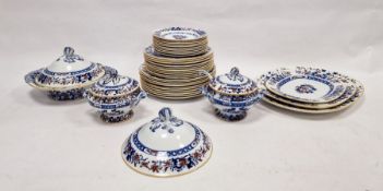 Late 19th/early 20th century Mintons pottery dinner service with iron-red and blue floral