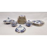 Late 19th/early 20th century Mintons pottery dinner service with iron-red and blue floral