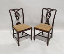 Set of six early 20th century Georgian-style dining chairs with mahogany frames and drop-in seats (