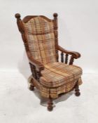 20th century rocking chair in brown upholstery