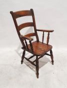 Beech ladderback carver chair on turned front legs