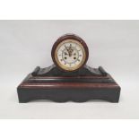 Substantial 19th century slate and marble mantel clock, the circular dial with Roman numerals, an