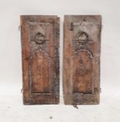 Two unusual Eastern-style panelled doors, each approx. 58cm x 28cm (2)