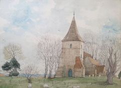 Kenneth Pengelly Watercolour  Church scene, dated '69 and signed lower left, 28cm x 38cm Kenneth