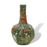 Chinese famille verte vase, the reticulated vase with openwork stylized clouds with immortal