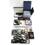 Two boxes of assorted costume jewellery to include rings, pendants, bangles, necklaces, brooches,