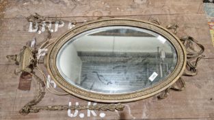 Oval Regency-style mirror, 75cm x 40cm