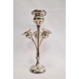 Edwardian silver epergne, Sheffield 1904, by Walker & Hall, having one central and three flared