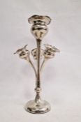 Edwardian silver epergne, Sheffield 1904, by Walker & Hall, having one central and three flared