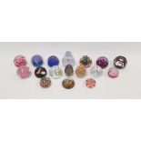 Collection of glass paperweights to include a Strathearn millefiori paperweight, Caithness "