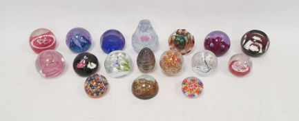 Collection of glass paperweights to include a Strathearn millefiori paperweight, Caithness "