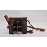 Pair of WWI Bausch & Lomb military stereo binoculars 6x30, with original fitted leather case