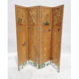 Four-fold draught screen in the Oriental taste decorated with butterflies and moths