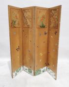 Four-fold draught screen in the Oriental taste decorated with butterflies and moths